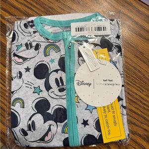 NIP Little Sleepies LS 12-18 Months Disney Mickey Forever Aqua Bamboo Zippy